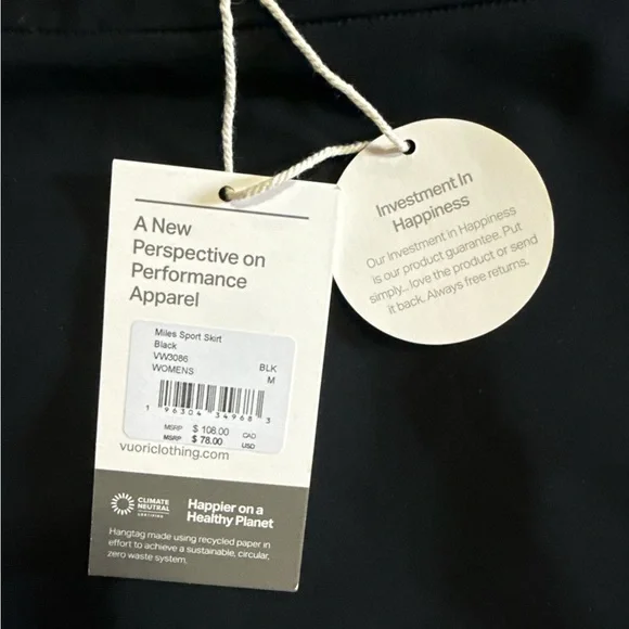 Vuori Miles Black Active Skirt NWT Sz M - Picture 3 of 8